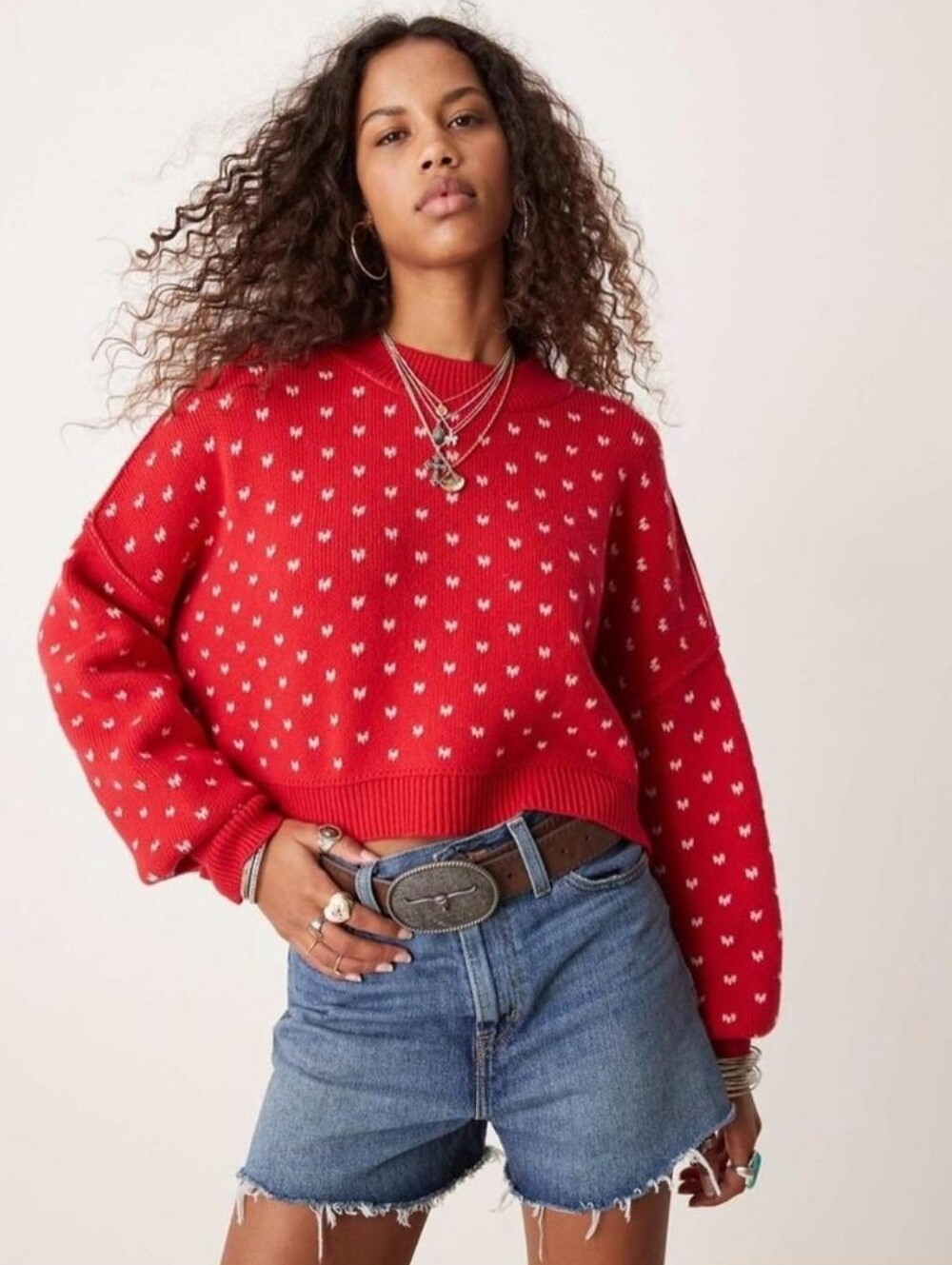 Free People NWTs Cropped Pattern Jumper